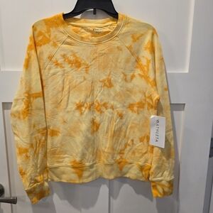 NWT Athleta Sundown Yellow Tie Dye Sweatshirt Size S Leisure Core Boho chic